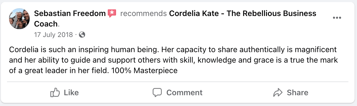 Facebook recommendation by Sebastian Freedom