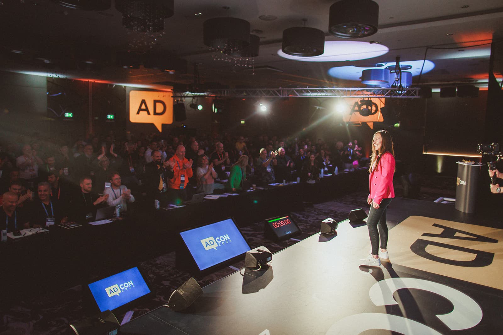 Cordelia on stage at AdCon