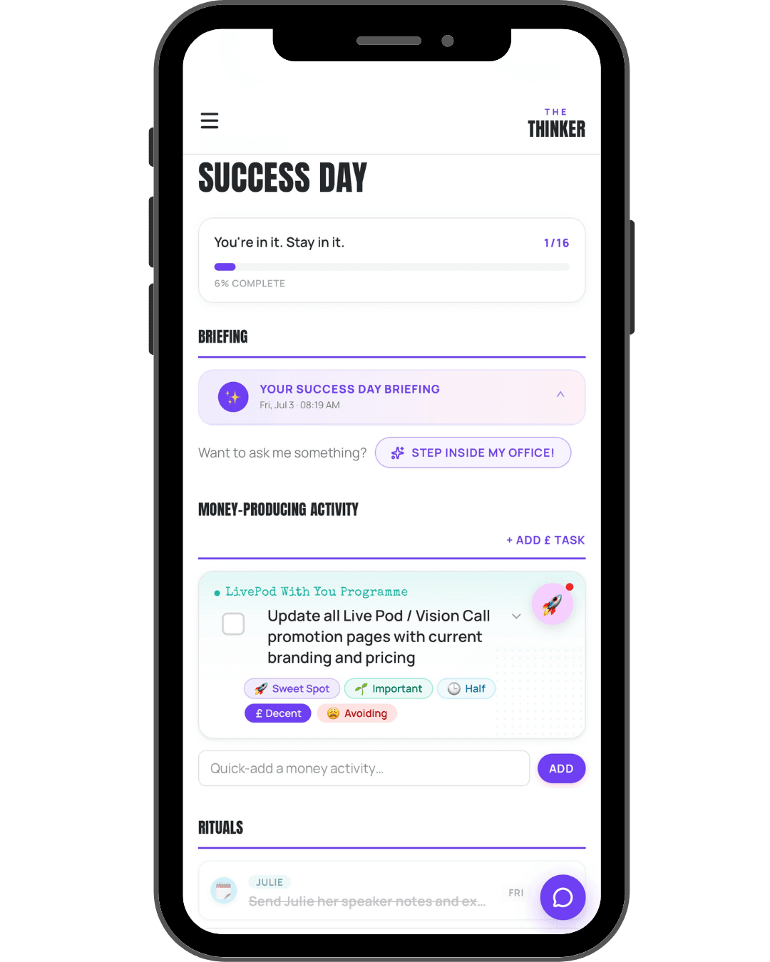 The Thinker's Success Day briefing