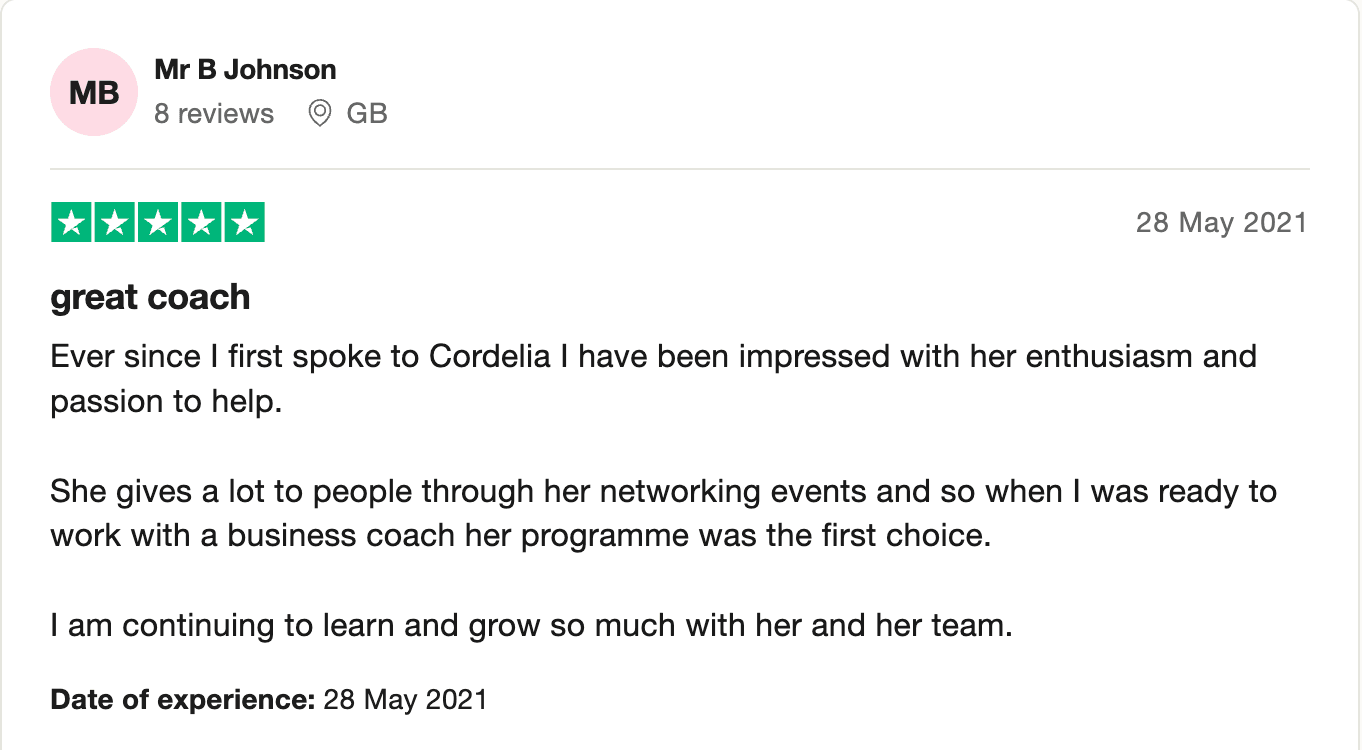 Trustpilot review by Mr B Johnson